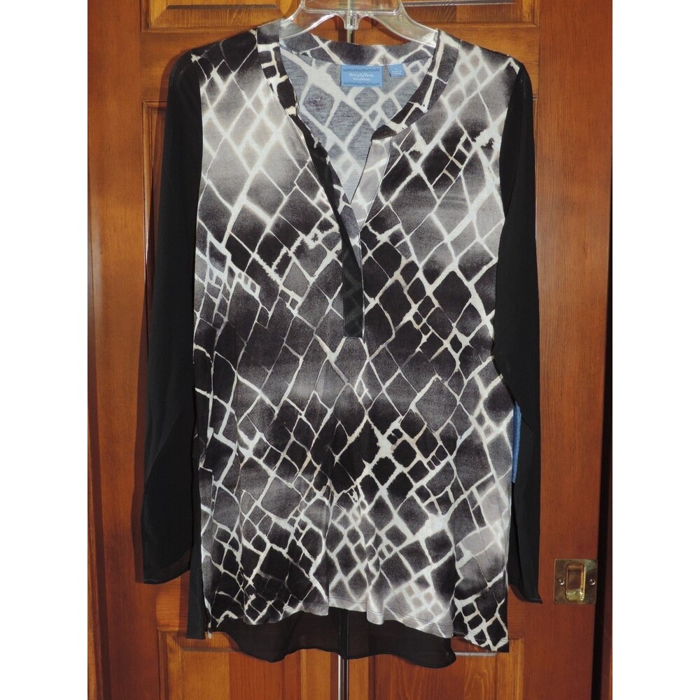 SimplyVera Vera Wang Shirt Women's Semi Sheer Top Blouse Size Large NEW